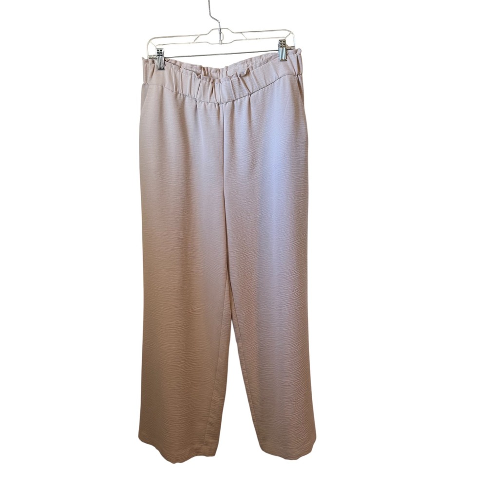 Hilary Radley Women's Wide‎ Leg Elastic Waist Palazzo Pants Beige Size Large